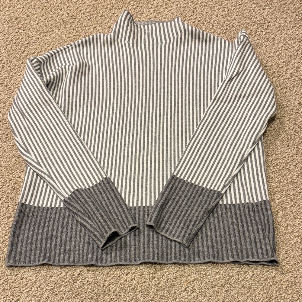 Rachel Zoe Gray and White Striped Knit Top